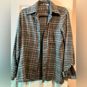Vintage Green and White Lightweight Flannel Shirt
